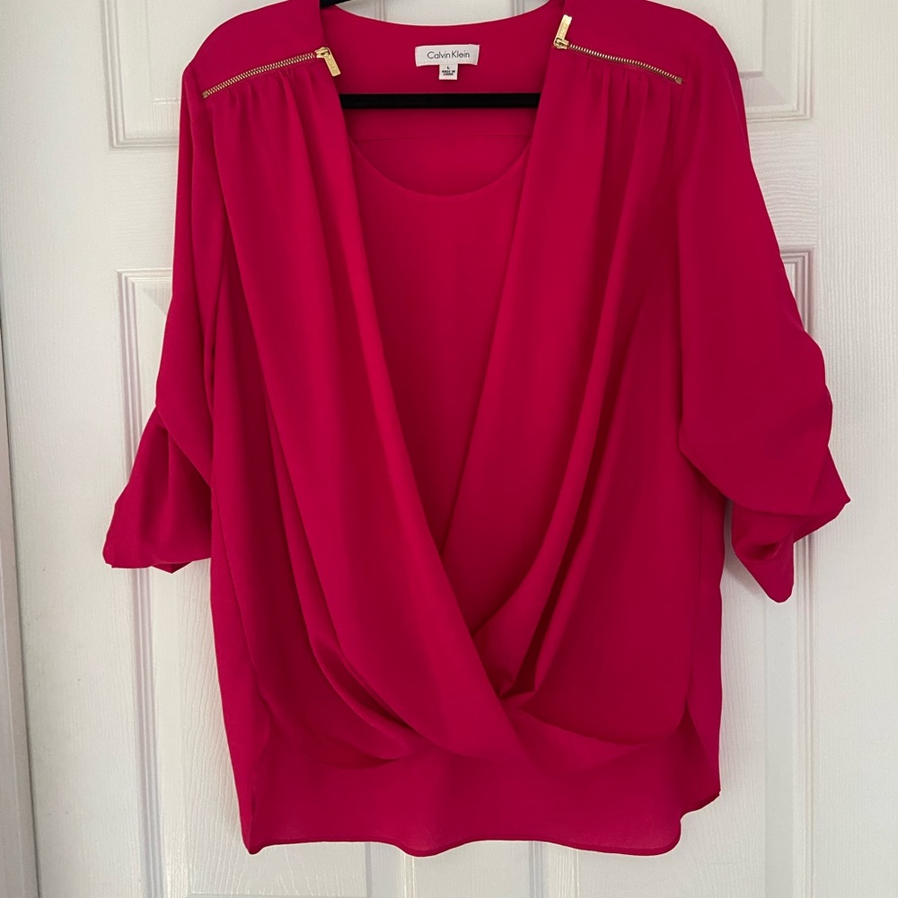 Calvin Klein fuchsia pink blouse